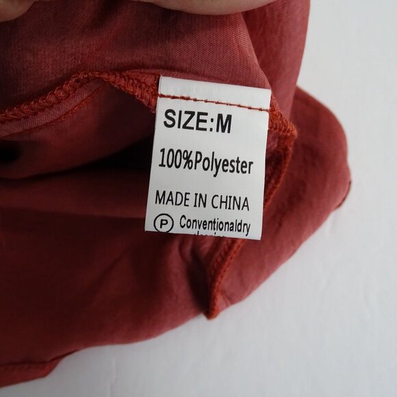 Rust Color Long Sleeve Ruffle Neck Blouse Women Size M Casual Work Business - Picture 6 of 10